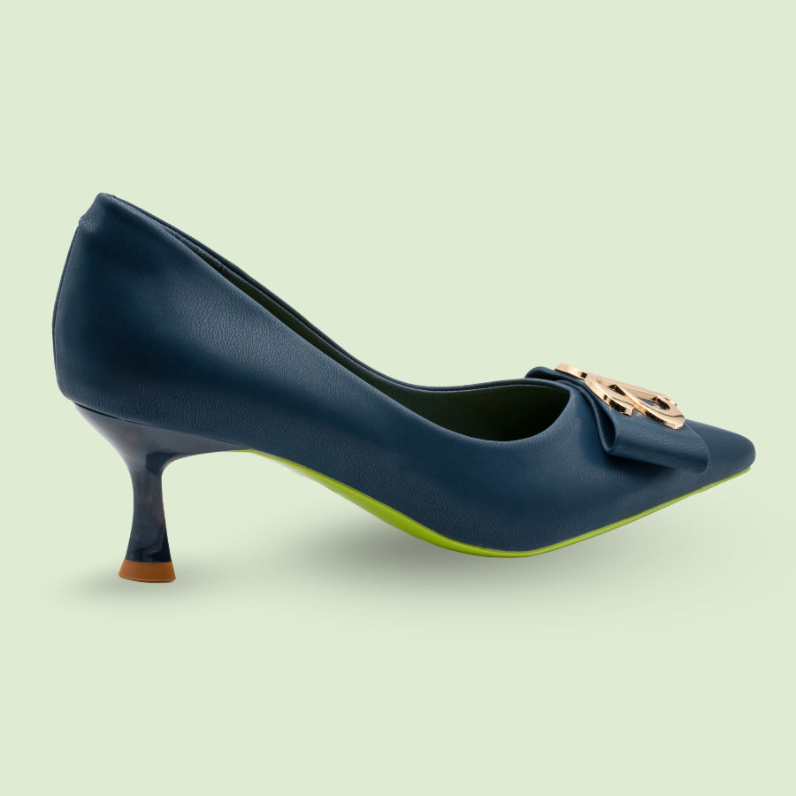 Eco Glam Heels dark blue vegan apple peel leather pointed toe heel 6.5 cm