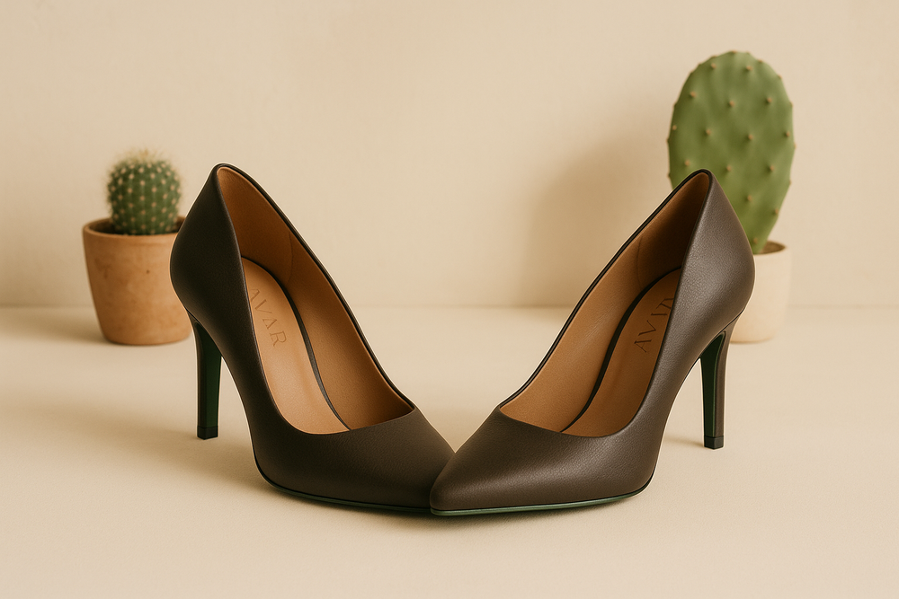 keep the footwear layout only with green soles and name AVAR in the insole and keep the cactus background like earlier