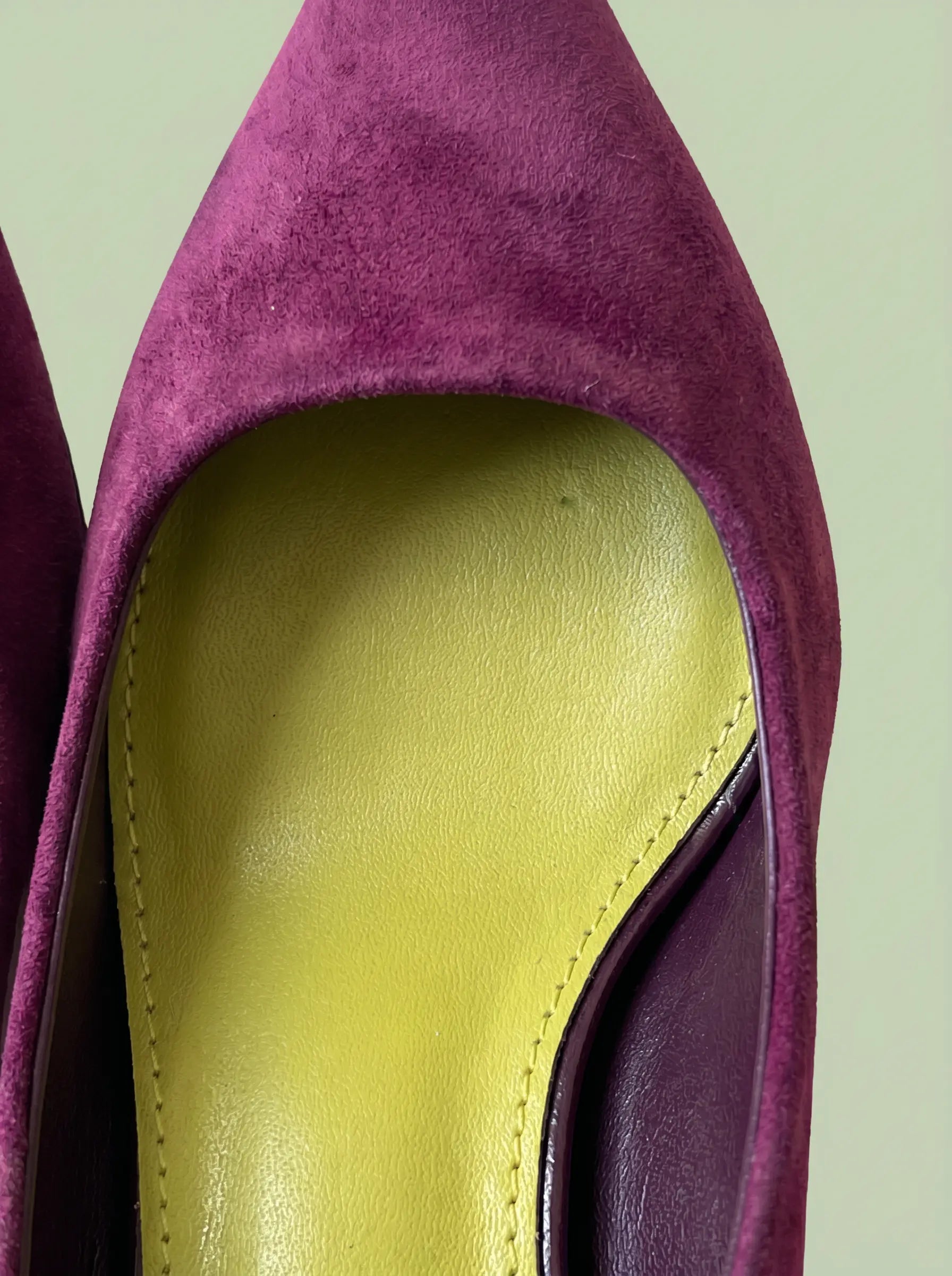 Purple vegan cotton suede shoe with breathable recycled microfiber lining and recycled rubber outsole designed for all-day comfort and stability