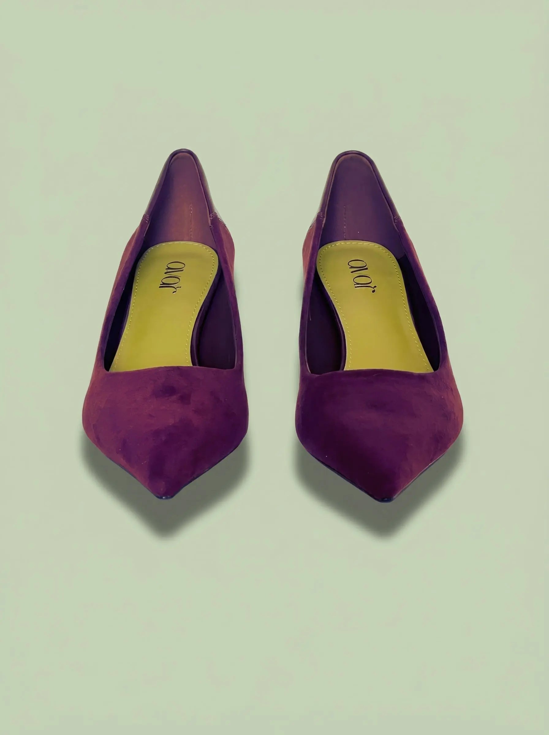 Purple vegan cotton suede shoe with recycled rubber sole and breathable lining for all-day comfort