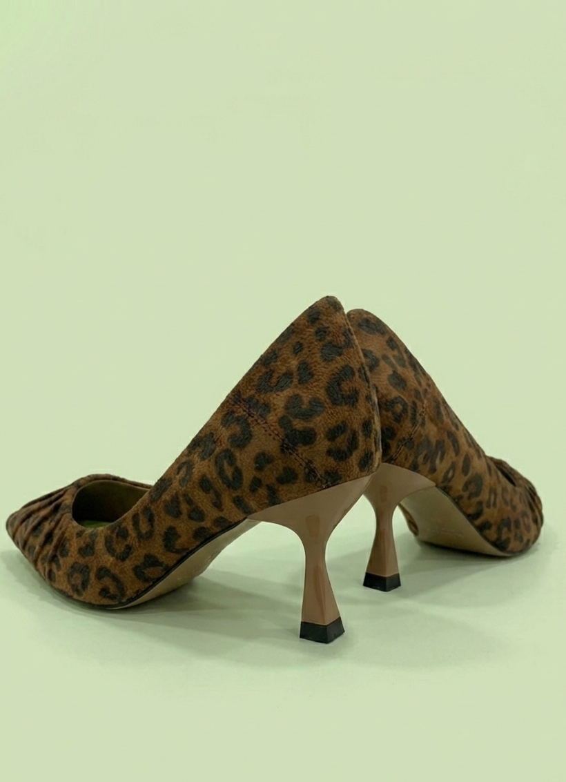 Moss Whisper Mules leopard print cotton suede leather heels 5 cm vegan shoes