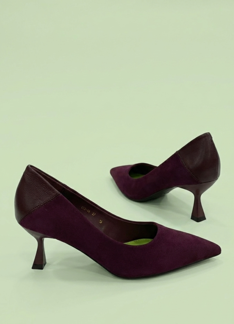 Purple Cotton Cloud Comfort women's heels with 5cm vegan cotton suede leather and regular fit
