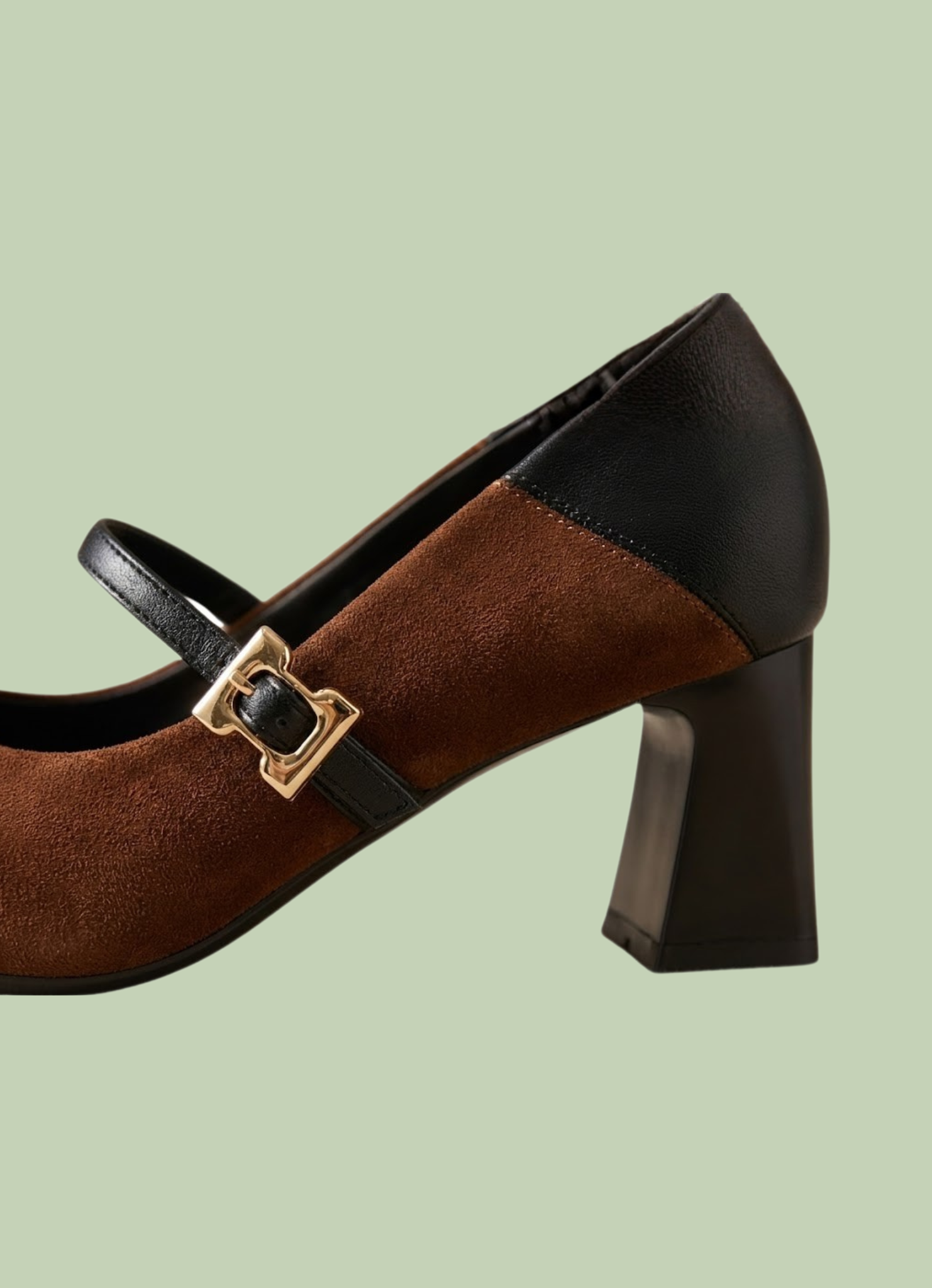Grace Weave Pumps in chocolate brown and black cotton suede leather with 6 cm heel, vegan and true to size.